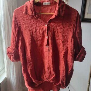 Muslin Knotted Tunic Blouse - XL